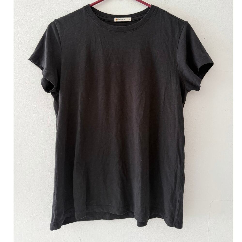 Marine Layer Womens Short Sleeve Tee Shirt Black M USA Basic Casual Classic